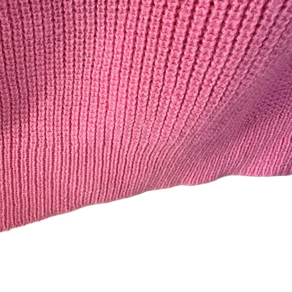 Society Coral Pink Chunky Knit Cropped Sweater Mock Neck Oversized Y2K L/XL - Picture 5 of 11